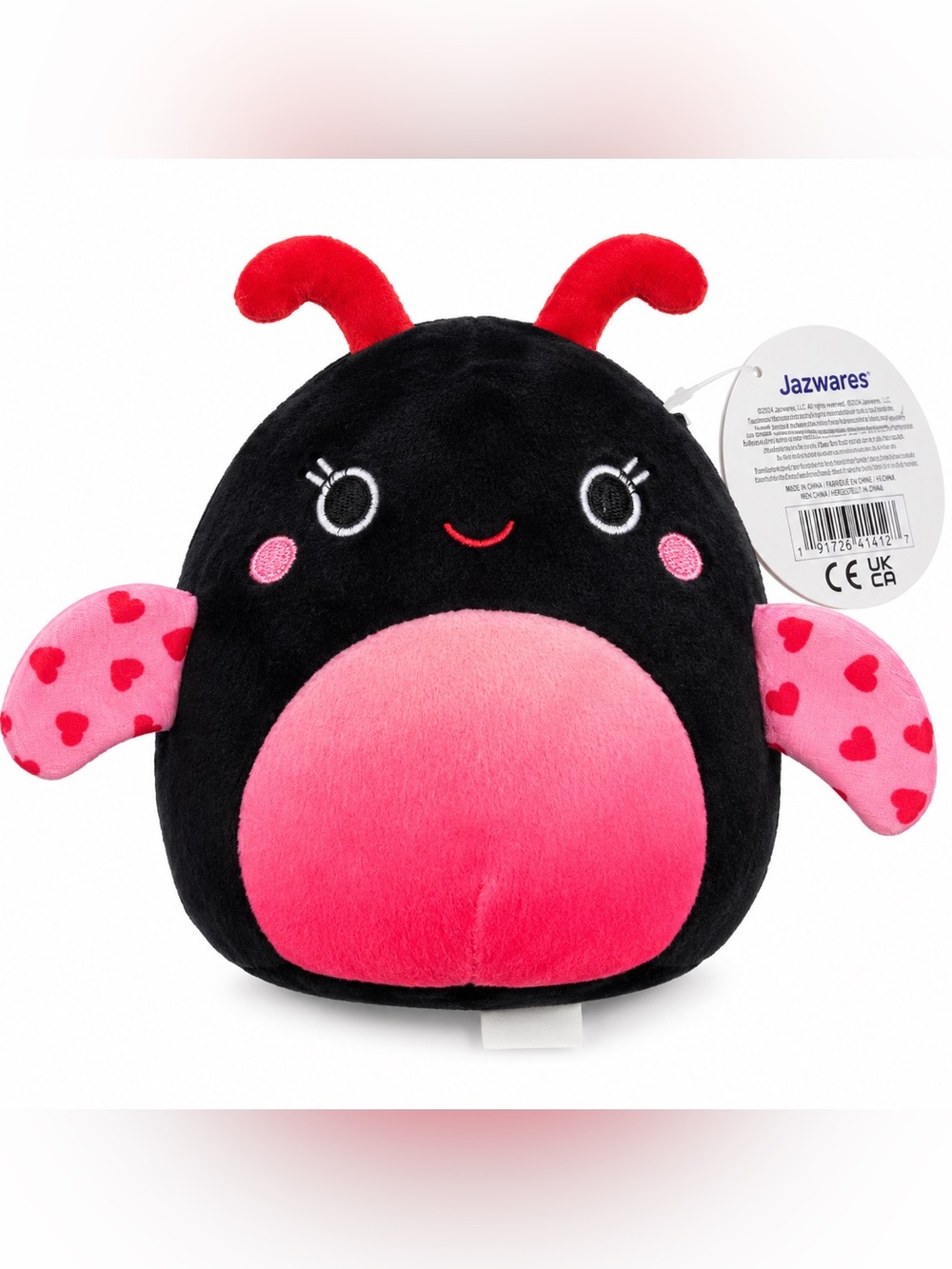 Squishmallows Black & Pink Ladybug Plush